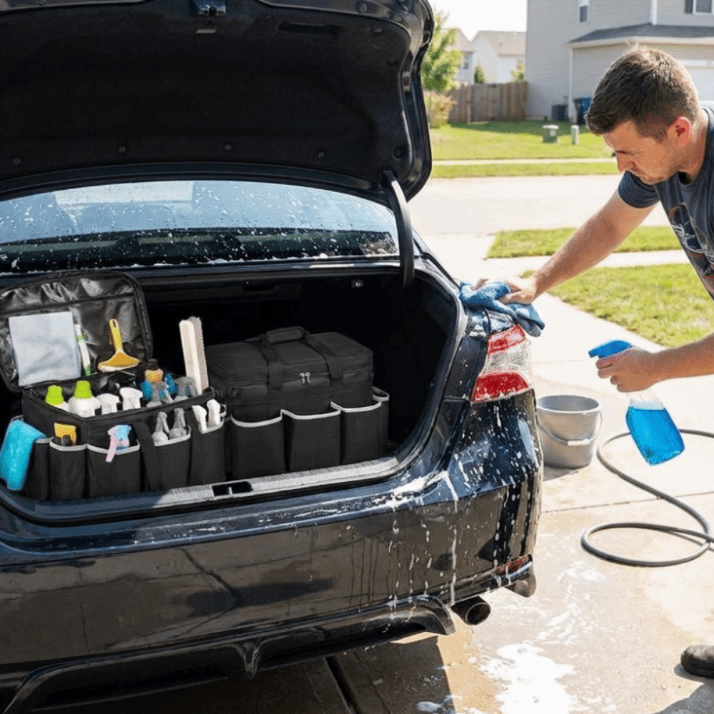 Heavy Equipment Washing - 防水洗車ツールバッグ調節可能なショルダーストラップ大容量カーディテーリングバッグ高耐久耐摩耗性