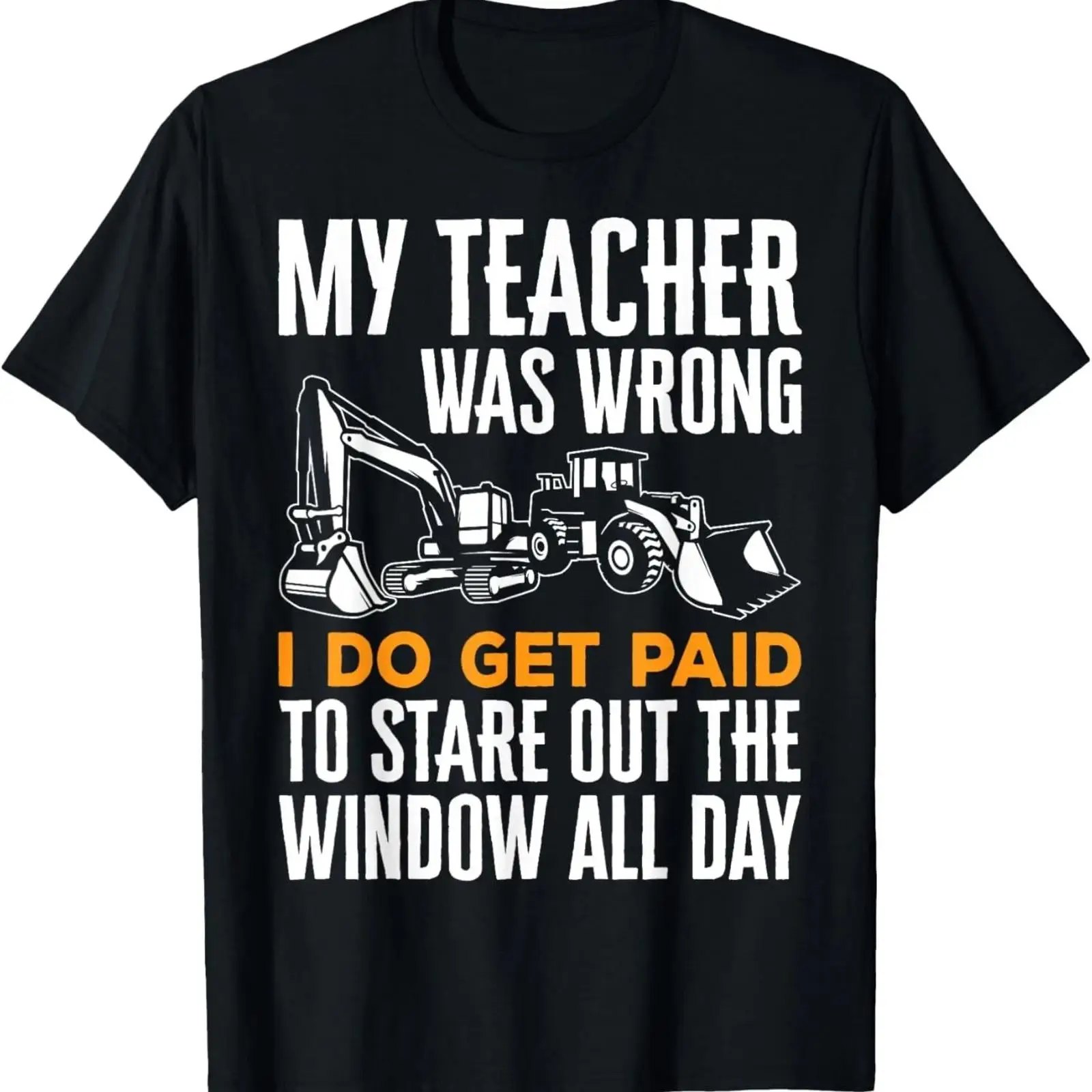 Heavy Equipment Washing - 面白いデザインの重機オペレーターTシャツ。掘削機、バックホー、ブルドーザーのイラスト。3枚のうち1枚。ヴィンテージ風のウォッシュ加工が施されたデザイナーズウェア。柔らかく、様々なシーンで活躍する。